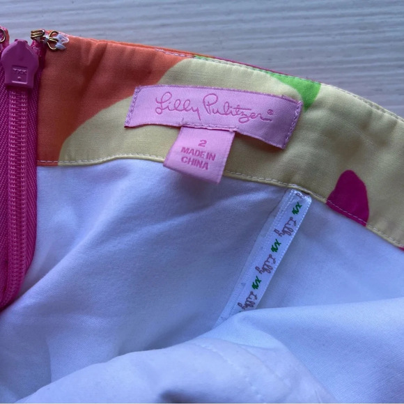 Lilly Pulitzer Hotty Pink Silk Floral Punch Ruffle Strapless Dress 22137 - Picture 6 of 6